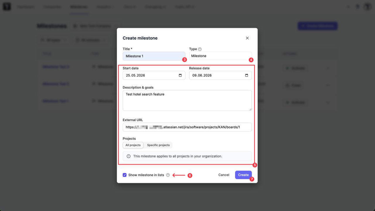 Testomat.io - Create Milestone